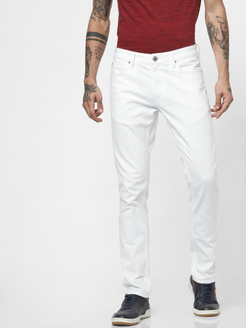 

Jack & Jones Men White Ben Skinny Fit Low-Rise Sustainable Clean Look Stretchable Jeans