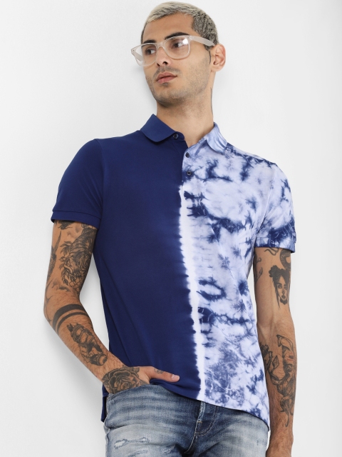 

Jack Jones Men Navy Blue Dyed Polo Collar Sustainable Pure Cotton T-shirt