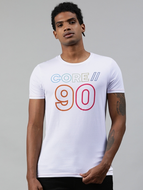 

Jack Jones Men White Printed Round Neck Pure Cotton T-shirt