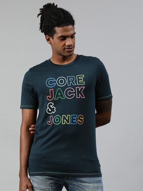 

Jack & Jones Men Navy Blue Printed Round Neck T-shirt