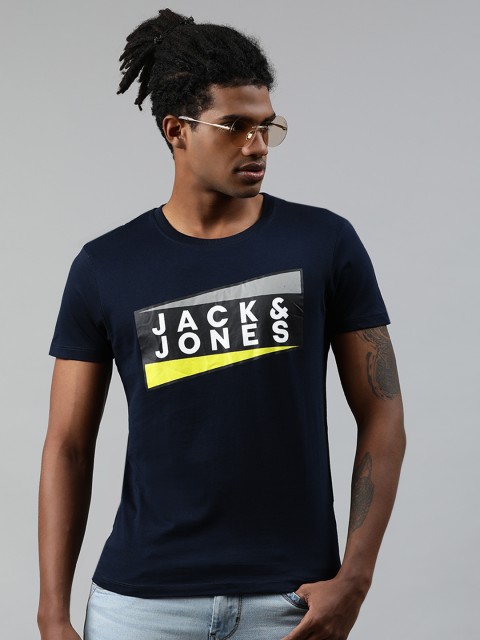 

Jack & Jones Men Navy Blue Printed Round Neck T-shirt