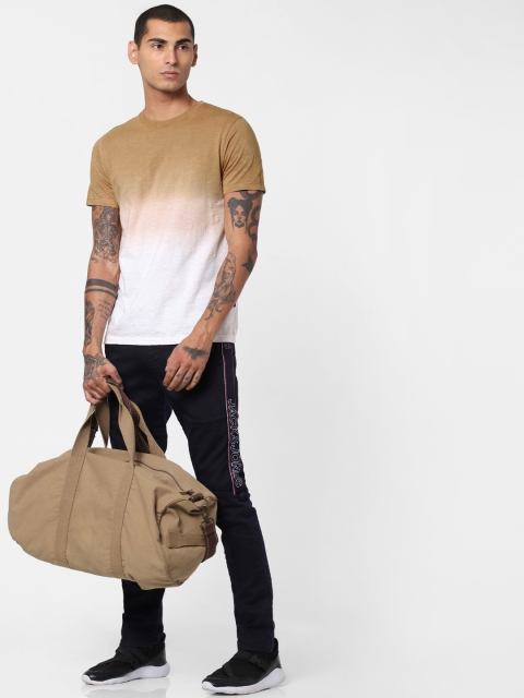 

Jack Jones Men Brown White Slim Fit Dyed Round Neck Pure Cotton T-shirt