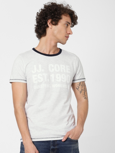 

Jack & Jones Men Off-White Printed Regular Fit Round Neck T-shirt