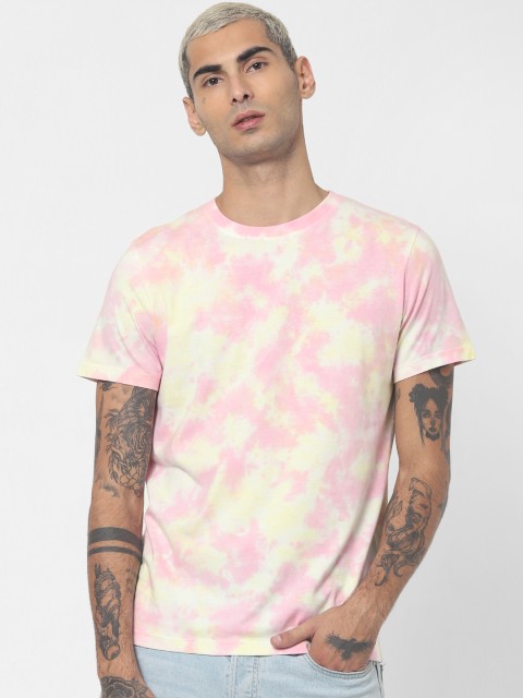 

Jack Jones Men Pink Dyed Round Neck Pure Cotton T-shirt