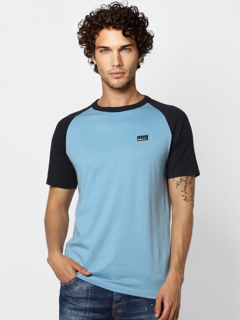 

Jack Jones Men Blue Solid Slim Fit Round Neck Sustainable Pure Cotton T-shirt