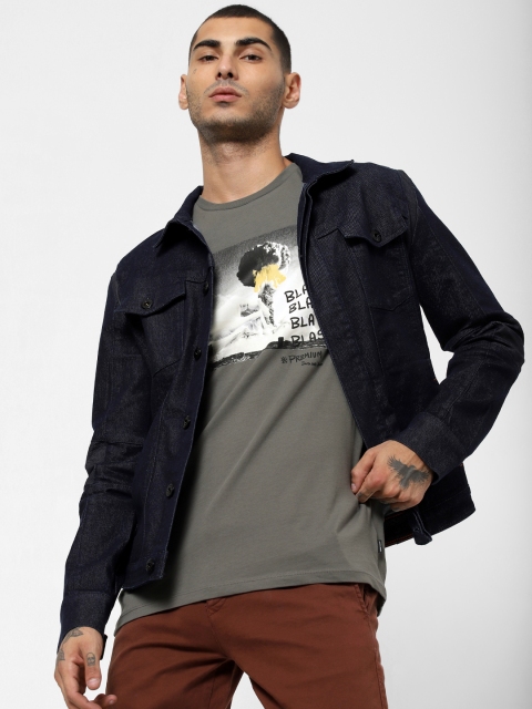 

Jack & Jones Men Grey Printed Slim Fit Round Neck T-shirt