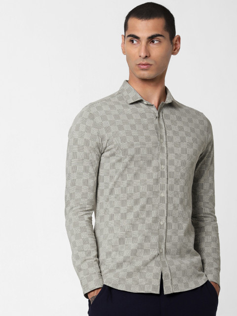 

Jack & Jones Men Grey Regular Fit Self Design Casual Shirt