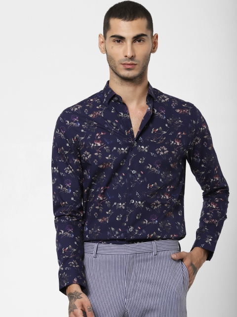 

Jack & Jones Men Navy Blue & Green Slim Fit Floral Printed Casual Shirt