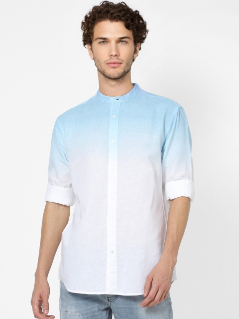 

Jack & Jones Men White & Blue Regular Fit Ombre Casual Shirt