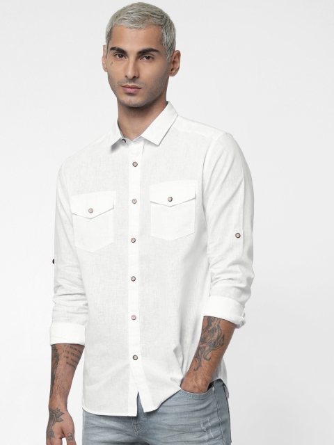 

Jack & Jones Men White Regular Fit Solid Casual Shirt