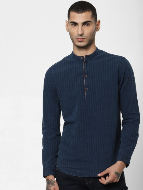 

Jack & Jones Men Navy Blue Regular Fit Self-Striped Casual Shirt