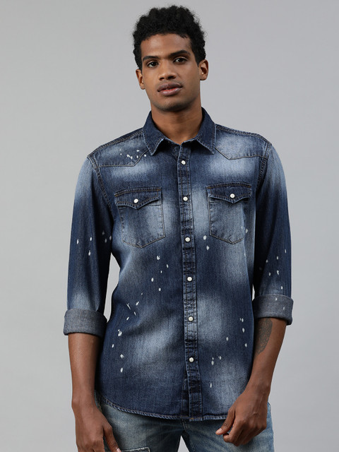 

Jack & Jones Men Blue Regular Fit Faded Casual Shirt