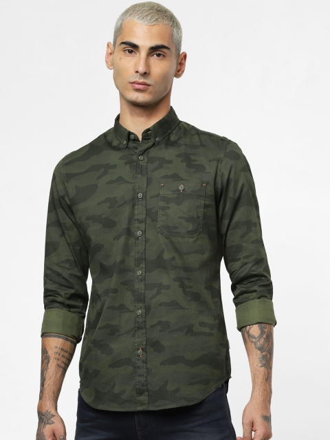 

Jack & Jones Men Olive Green Slim Fit Camouflage Printed Casual Shirt