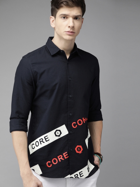 

Jack & Jones Men Navy Blue Slim Fit Printed Casual Shirt