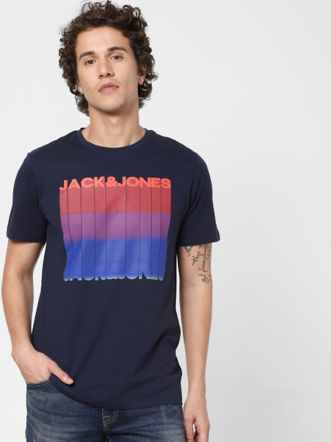

Jack & Jones Men Navy Blue Printed Round Neck Sustainable T-shirt