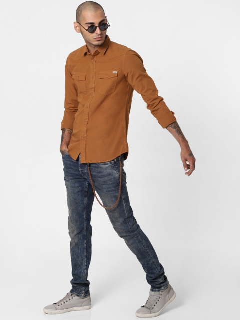 

Jack & Jones Men Brown Slim Fit Solid Casual Shirt