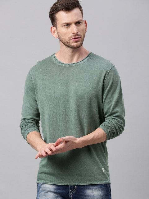 

Jack & Jones Men Olive Green Solid Pullover Sweater