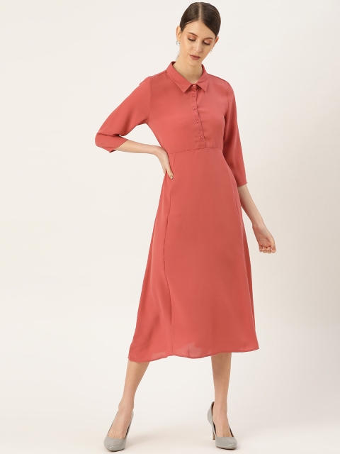 

her by invictus Women Dusty Pink Solid A-Line Dress