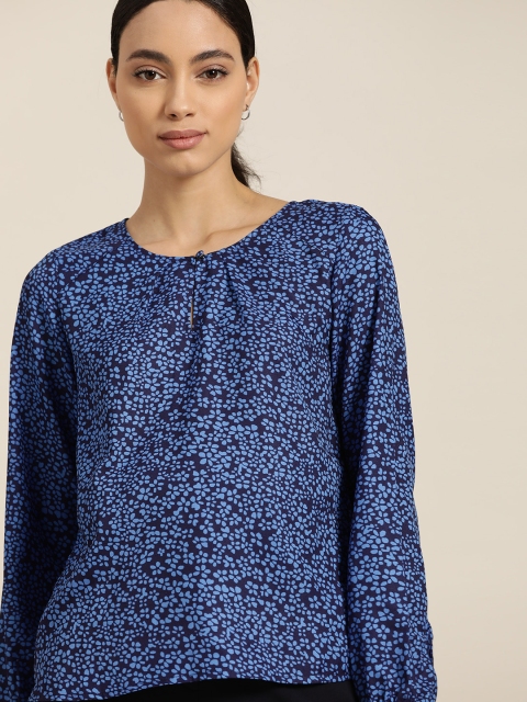 

her by invictus Women Blue Floral Printed Top