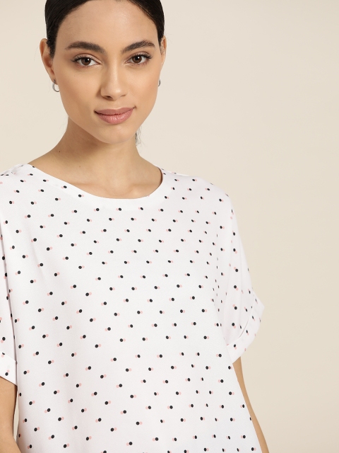 

her by invictus Women White & Black Printed Top