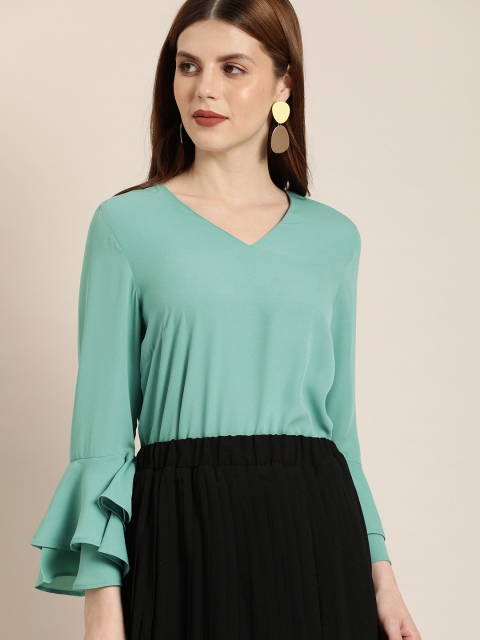 

her by invictus Women Sea Green Solid Top