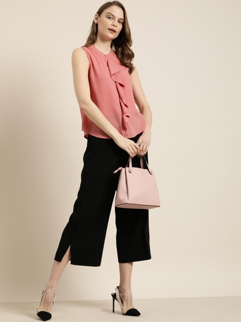 

her by invictus Women Pink Solid Top With Ruffle Detail