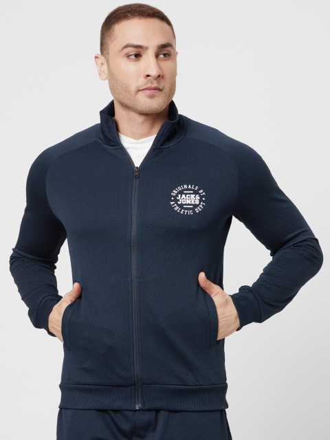 

Jack & Jones Men Navy Blue Self Design Sweatshirt
