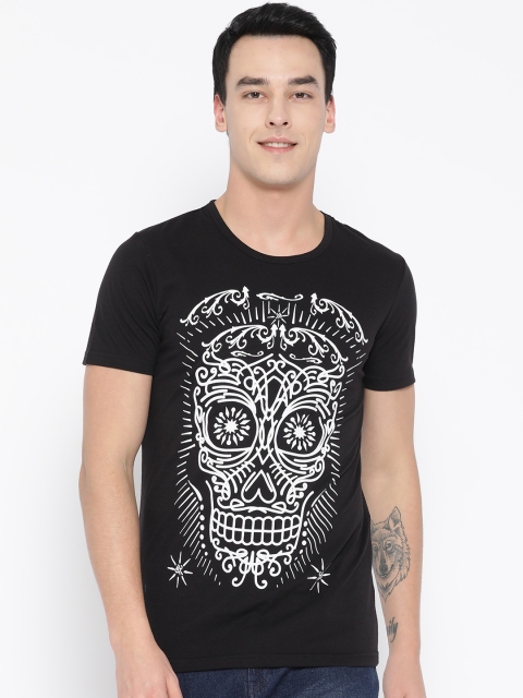 

Unisopent Designs Men Black & White Printed Round Neck T-shirt