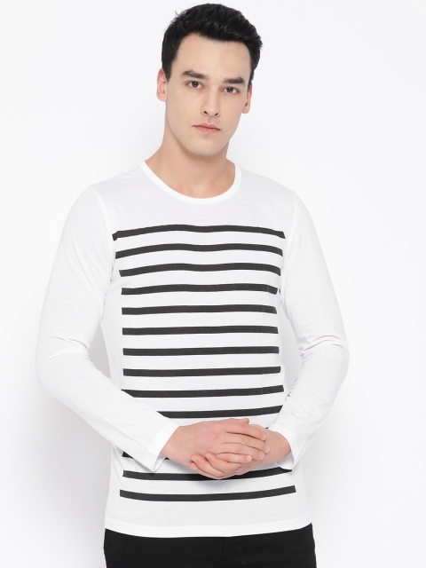 

Unisopent Designs Men White & Black Striped Round Neck T-shirt