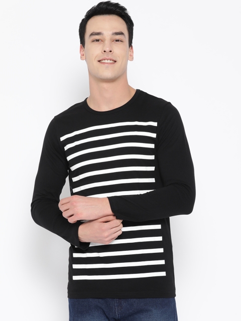 

Unisopent Designs Men Black & White Striped Round Neck T-shirt