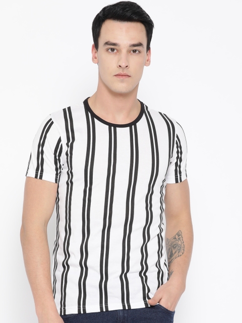 

Unisopent Designs Men White & Black Striped Round Neck T-shirt