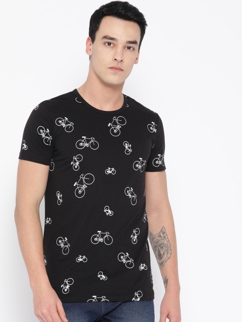 

Unisopent Designs Men Black & White Printed Round Neck T-shirt