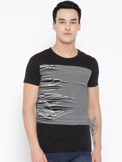 

Unisopent Designs Men Black & White Striped Round Neck T-shirt