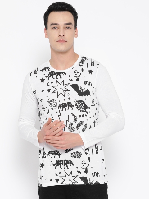 

Unisopent Designs Men White & Black Printed Round Neck T-shirt