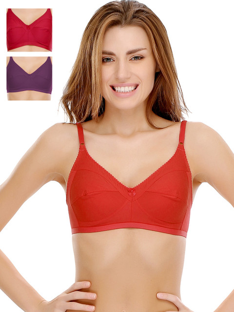 

Clovia Pack of 3 Full-Coverage Bras, Red