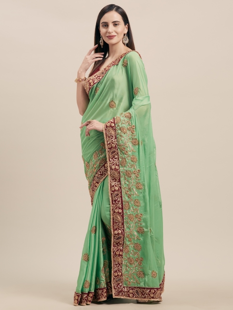 

Nanda Silk Mills Green Embellished Silk Blend Saree