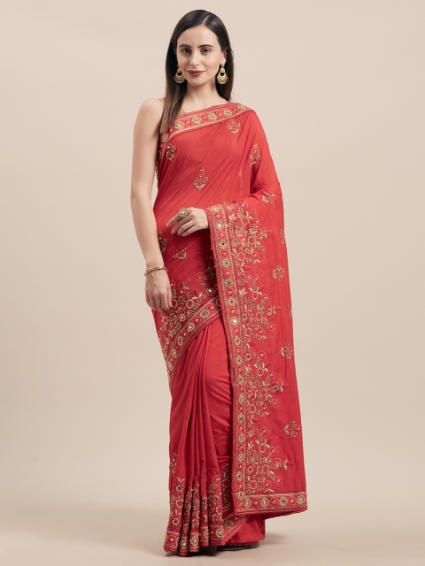 

Nanda Silk Mills Red Embellished Cotton Blend Saree