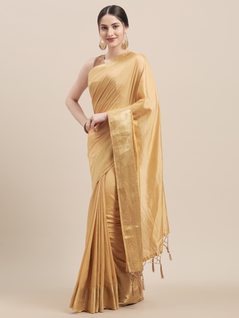 

Nanda Silk Mills Yellow & Gold-Coloured Poly Silk Woven Design Saree