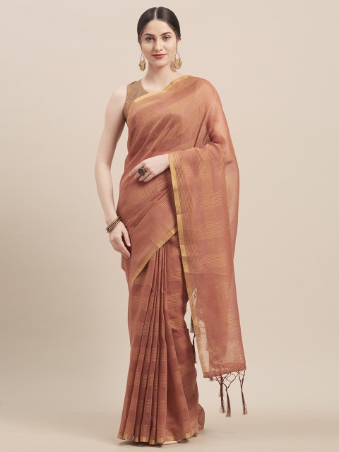 

Nanda Silk Mills Brown Checked Saree