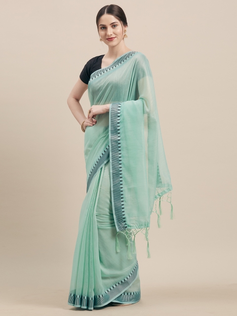 

Nanda Silk Mills Turquoise Blue Solid Saree