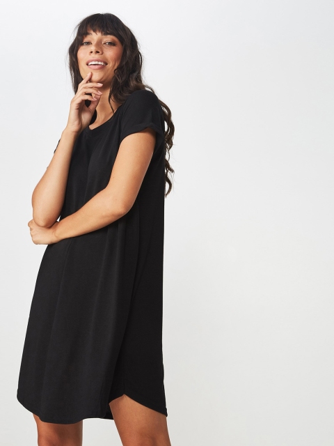 

COTTON ON Women Black Solid T-shirt Dress