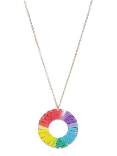 

ToniQ Women Multicoloured Embellished Rainbow Pendant With Chain, Multi