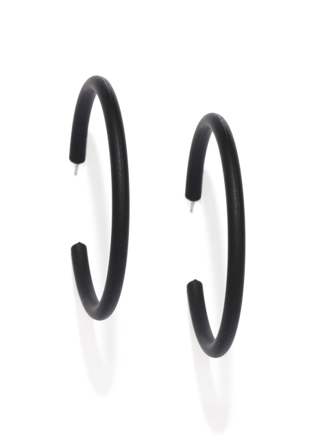 

ToniQ Black Circular Hoop Earrings