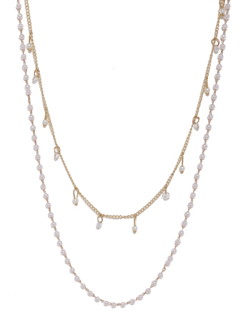 

ToniQ Women Gold-Toned & White Embellished Layered Chain