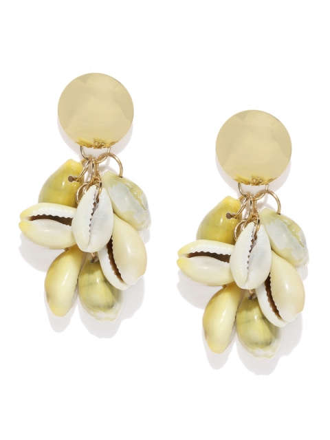 

ToniQ Gold-Toned & Off-White Contemporary Drop Earrings