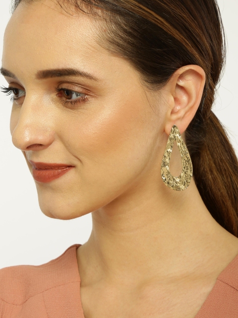 

ToniQ Gold-Toned Teardrop Shaped Studs