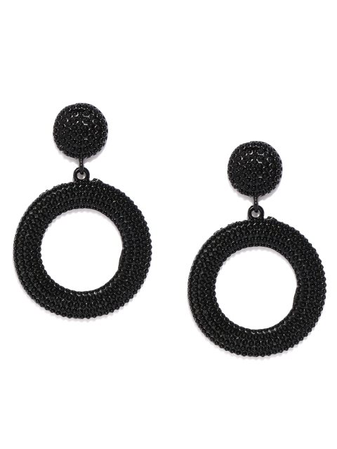 

ToniQ Black Circular Drop Earrings