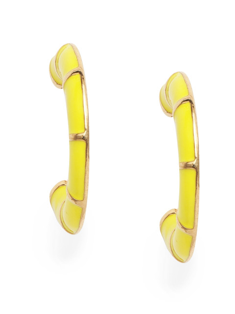 

ToniQ Yellow Crescent Shaped Half Hoop Earrings