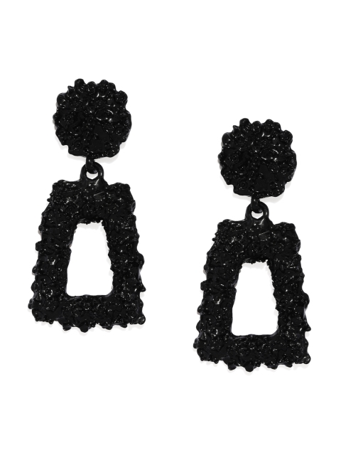 

ToniQ Black Geometric Drop Earrings