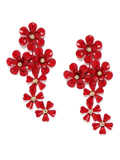 

ToniQ Red Floral Drop Earrings